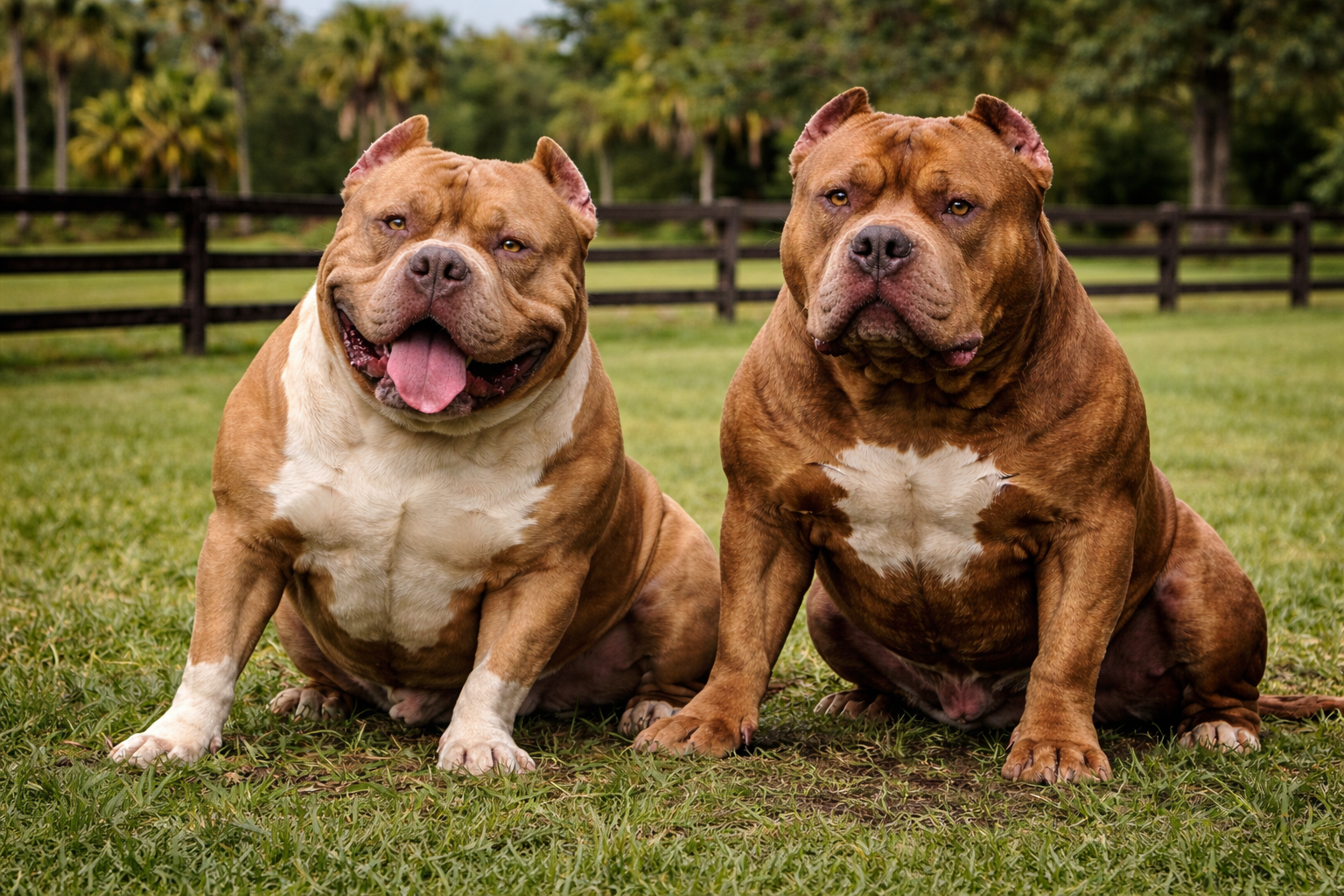 XL American Bully and Brazilian Pit Monster, representing premium bully bloodlines at Showtime Bullies