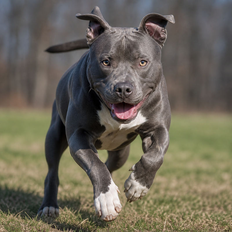 blue nosed pitbull running