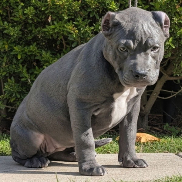Ms. Magnolia – female XL American Bully puppy from Diesel x Daisy litter – blue coat with white chest – Showtime Bullies